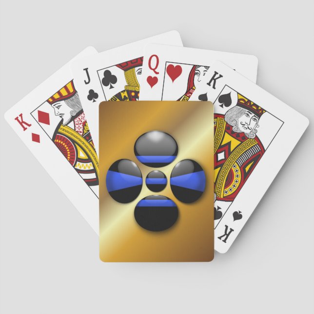 Thin Blue Line Shamrock Button Playing Cards (Back)