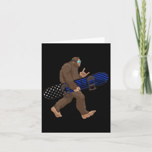 Thin Blue Line Snowboard Bigfoot Gift For Snowboar Card