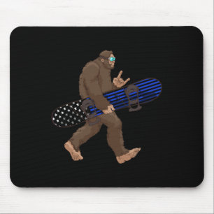 Thin Blue Line Snowboard Bigfoot Gift For Snowboar Mouse Pad
