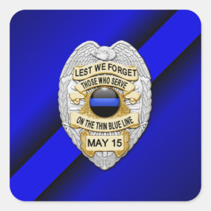 Thin Blue Line Square Sticker