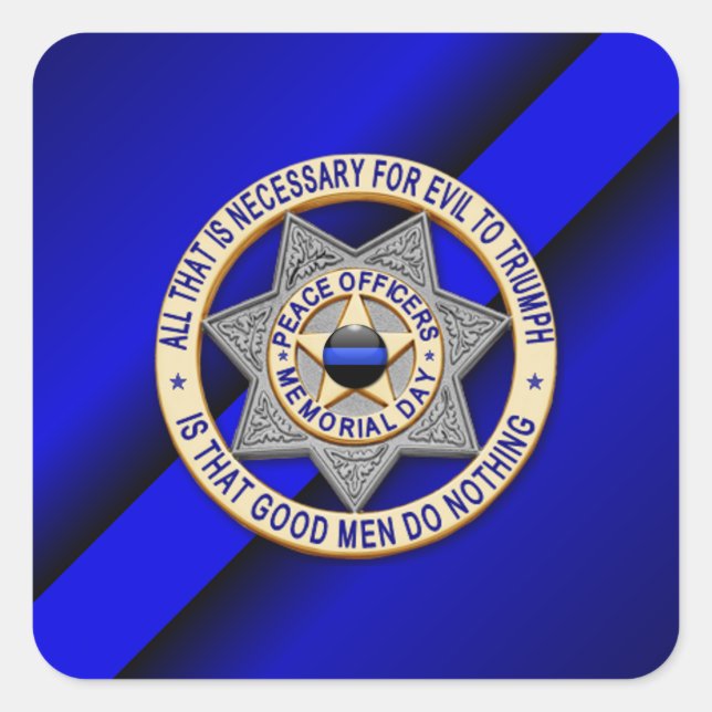 Thin Blue Line Square Sticker (Front)