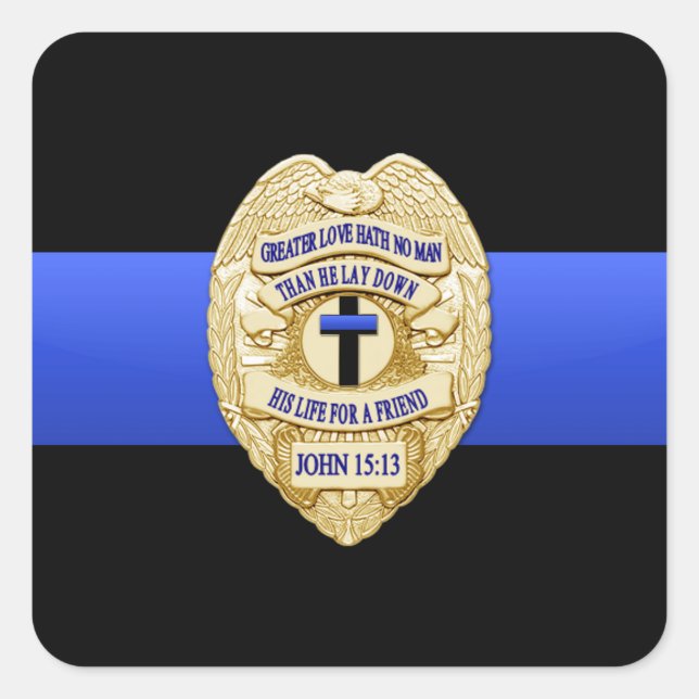 Thin Blue Line Square Sticker (Front)