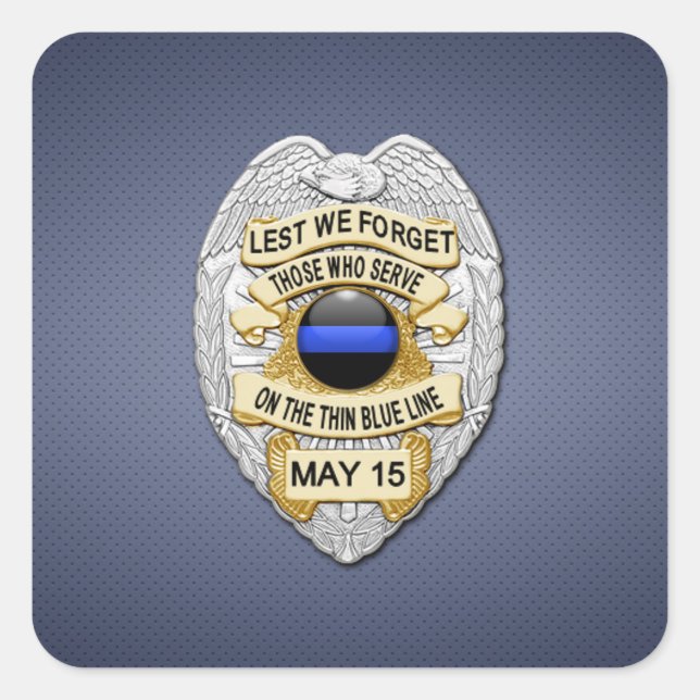 Thin Blue Line Square Sticker (Front)