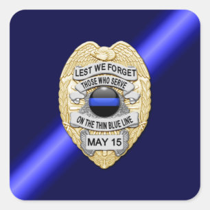 Thin Blue Line Square Sticker