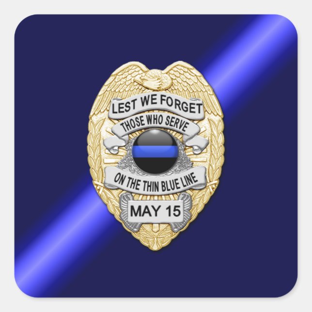 Thin Blue Line Square Sticker (Front)