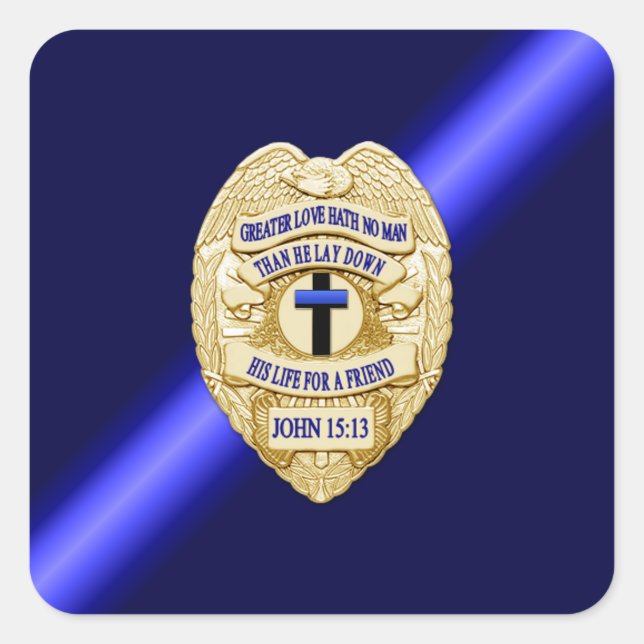 Thin Blue Line Square Sticker (Front)