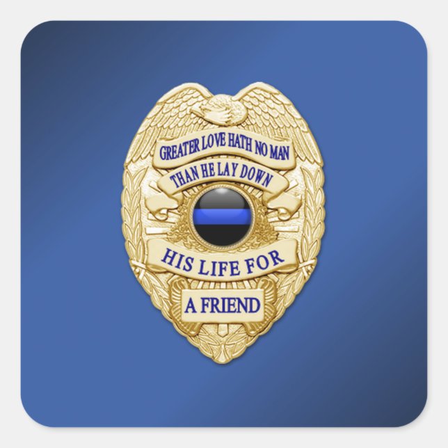 Thin Blue Line Square Sticker (Front)
