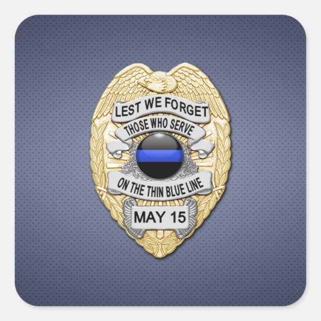 Thin Blue Line Square Sticker (Front)