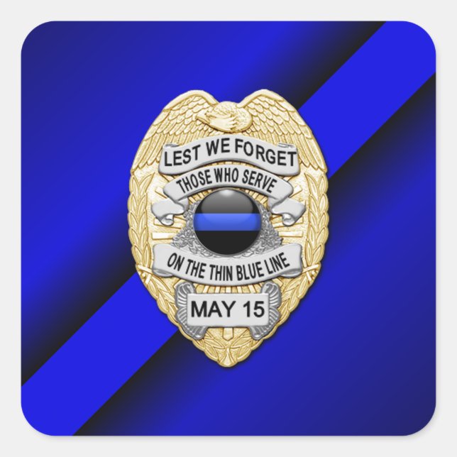 Thin Blue Line Square Sticker (Front)