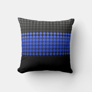 Thin Blue Line Squares Cushion