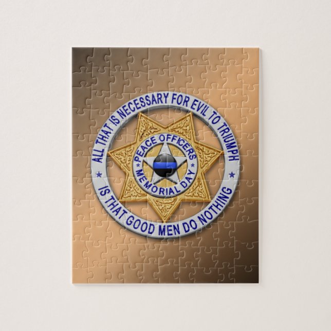 Thin Blue Line Star Badge Jigsaw Puzzle (Vertical)