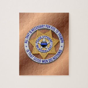 Thin Blue Line Star Badge Jigsaw Puzzle