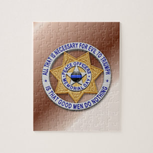 Thin Blue Line Star Badge Jigsaw Puzzle