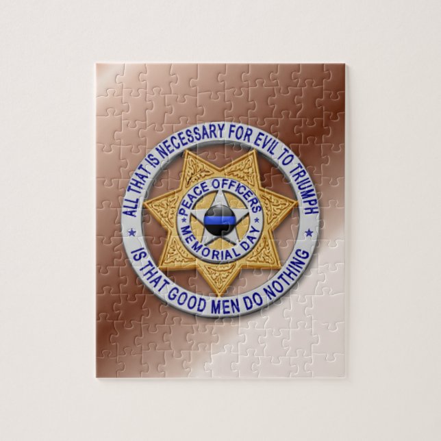 Thin Blue Line Star Badge Jigsaw Puzzle (Vertical)