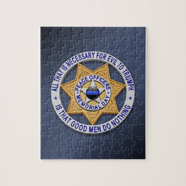 Thin Blue Line Star Badge Jigsaw Puzzle (Vertical)