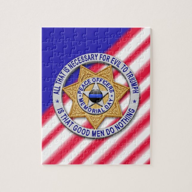 Thin Blue Line Star Badge Jigsaw Puzzle (Vertical)