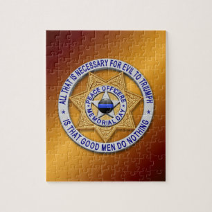 Thin Blue Line Star Badge Jigsaw Puzzle