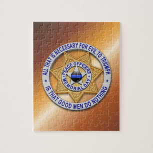 Thin Blue Line Star Badge Jigsaw Puzzle