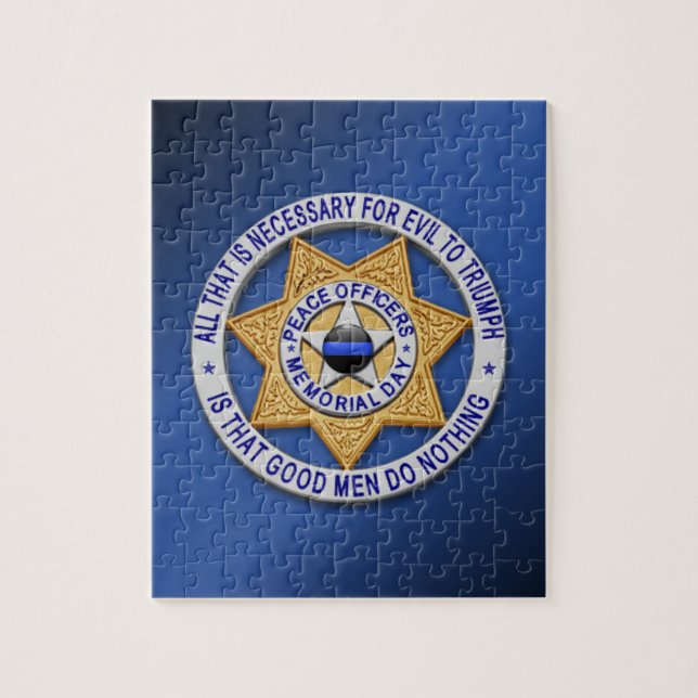 Thin Blue Line Star Badge Jigsaw Puzzle (Vertical)