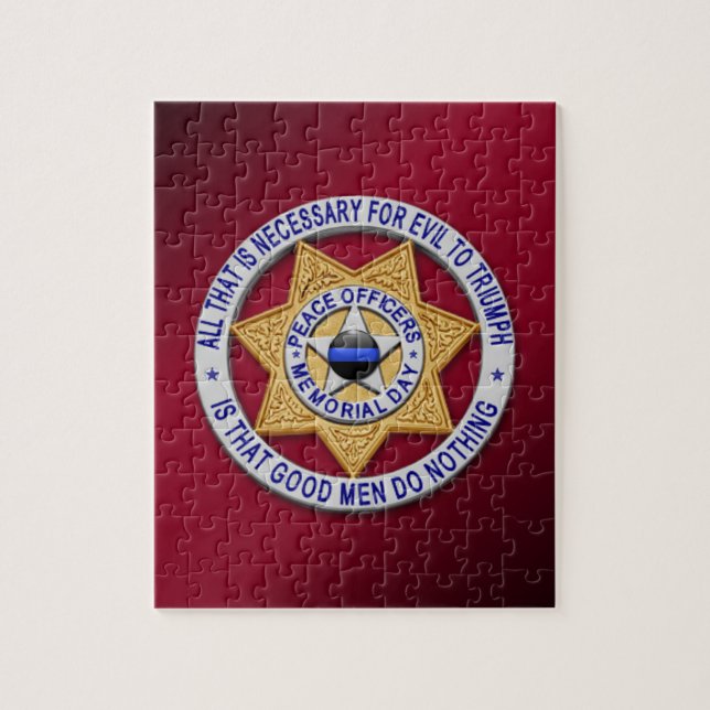 Thin Blue Line Star Badge Jigsaw Puzzle (Vertical)