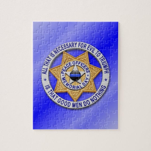 Thin Blue Line Star Badge Jigsaw Puzzle (Vertical)