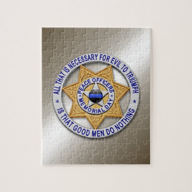 Thin Blue Line Star Badge Jigsaw Puzzle (Vertical)