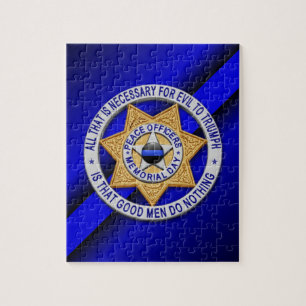 Thin Blue Line Star Badge Jigsaw Puzzle