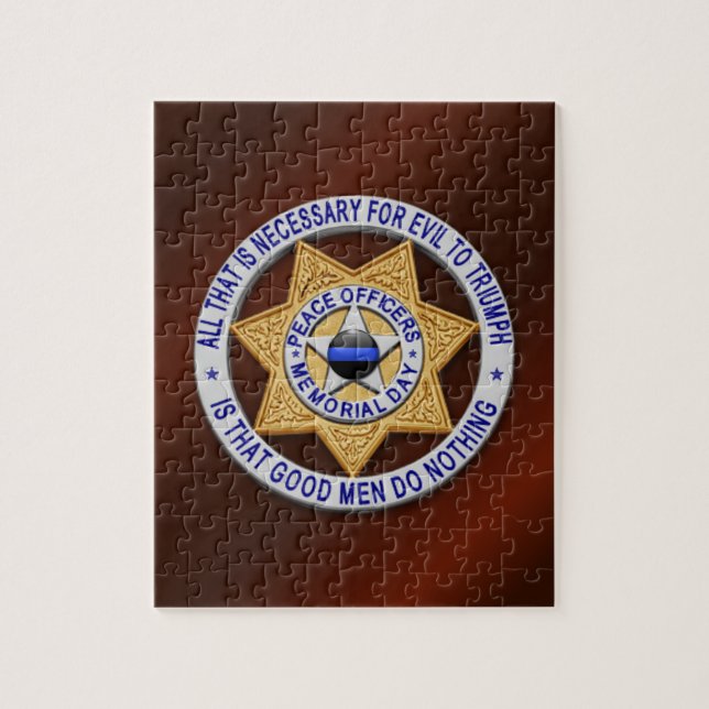 Thin Blue Line Star Badge Jigsaw Puzzle (Vertical)