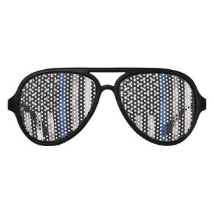 Thin Blue Line Sunglasses, Vertical Flag Aviator Sunglasses