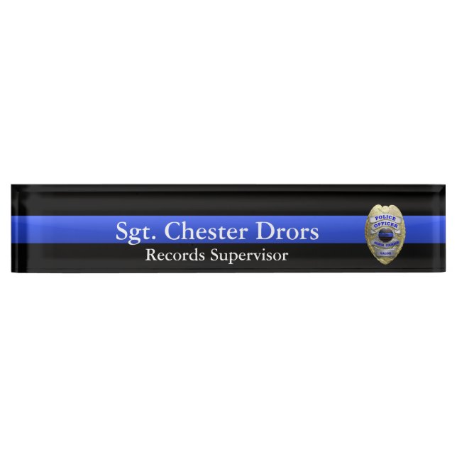 Thin Blue Line - Super Hi Res Police Supvr Badge Nameplate (Front)