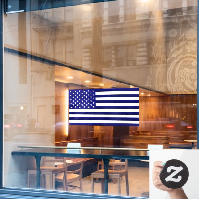 Thin Blue Line Support Flag Window Cling (Cafe Window)