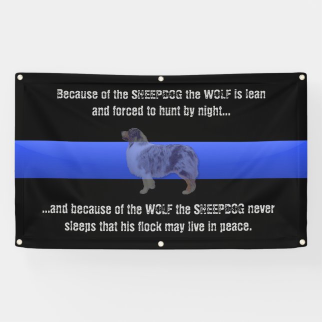 Thin Blue Line "The Sheepdog Never Sleeps" Banner (Horizontal)