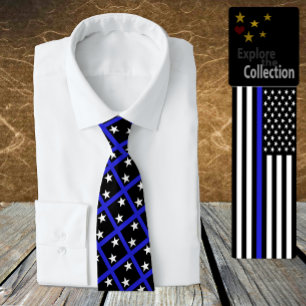 Thin Blue Line Tie, modern flag fashion, America Tie