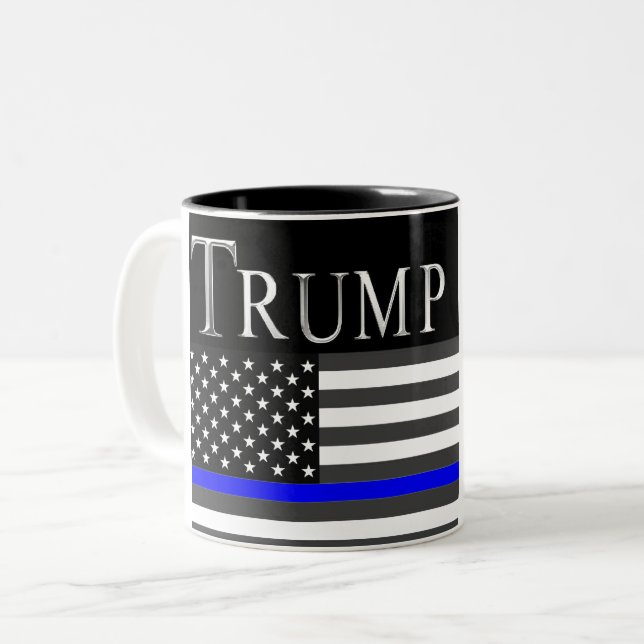 Thin Blue Line Two-Tone Coffee Mug (Front Left)