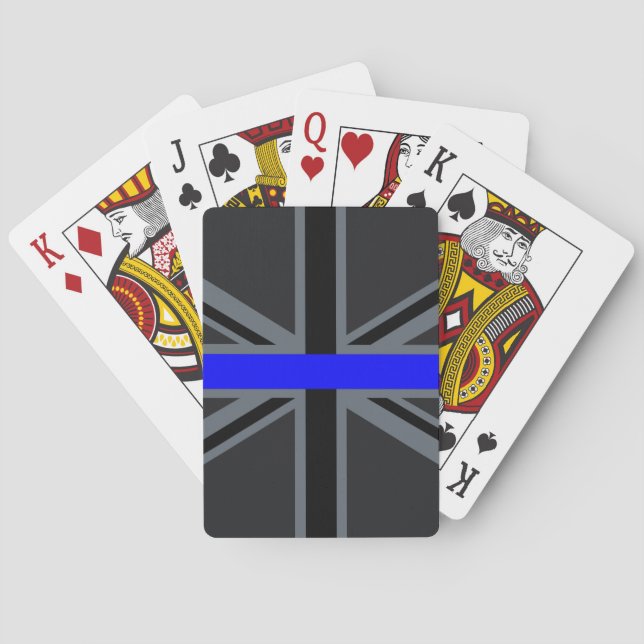 Thin Blue Line Union Jack Decor Playing Cards (Back)