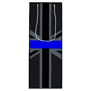 Thin Blue Line Union Jack Decor Wine Gift Bag