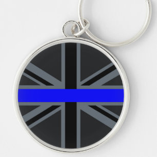 Thin Blue Line Union Jack Design Key Ring