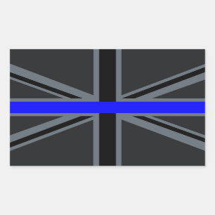 Thin Blue Line Union Jack Design Rectangular Sticker