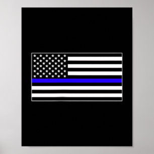 Thin Blue LINE US American Flag Honour Police Live Poster