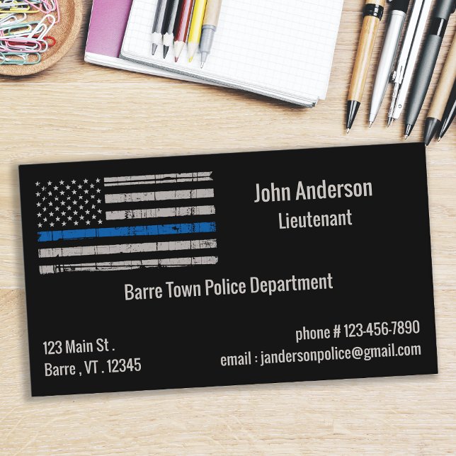 Thin Blue Line - USA American Flag Police Business Card (Creator Uploaded)
