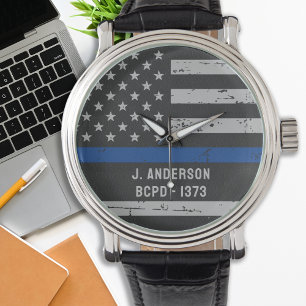 Thin Blue Line - USA American Flag - Police Watch