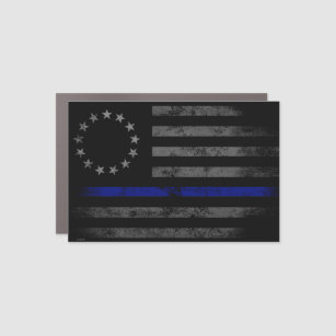 THIN BLUE LINE Vintage Betsy Ross American Flag Car Magnet