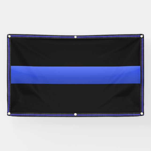 Thin Blue Line With Star Border Banner (Horizontal)
