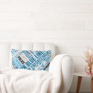 Thin Blue Line Word Cloud Throw Pillow