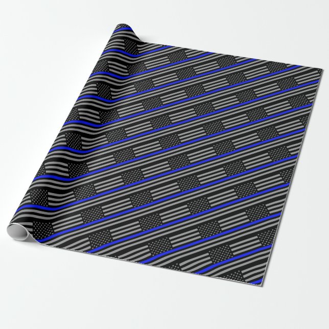 Thin Blue Line Wrapping Paper (Unrolled)