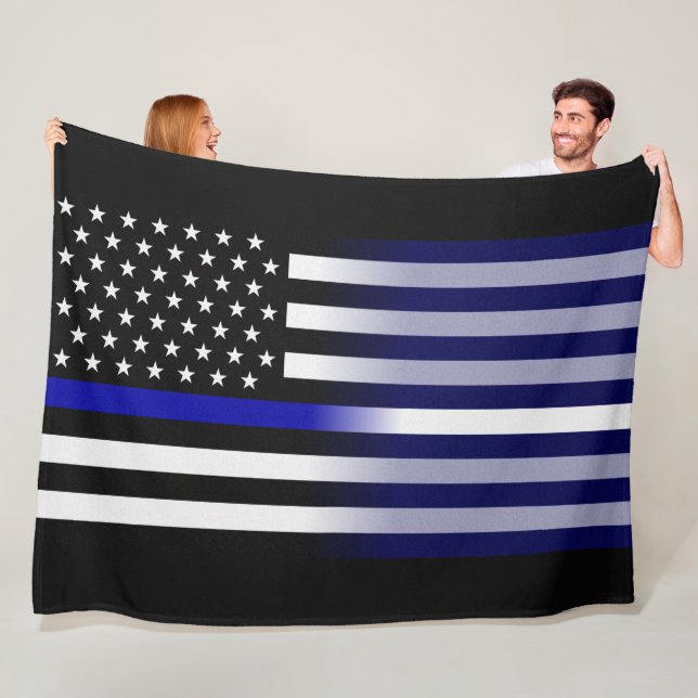 Thin Blue/White Line Flag Fleece Blanket (In Situ)