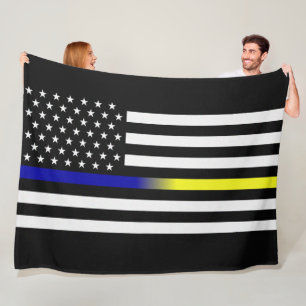 Thin Blue/Yellow Line Flag Fleece Blanket