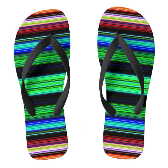 Thin Colourful Stripes - 1 Adult Flip flops (Footbed)