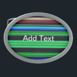 Thin Colourful Stripes - 1 Belt Buckle<br><div class="desc">Colourful stripes with black space background. Colours of red, yellow, green, blue and orange. Depending on the product, add or change the text. Change the image if you like too. Personalise these with your name or quote. Add a photo and have the the stripe design as a frame to that...</div>