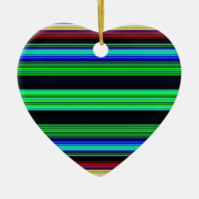Thin Colourful Stripes - 1 Ceramic Ornament (Front)